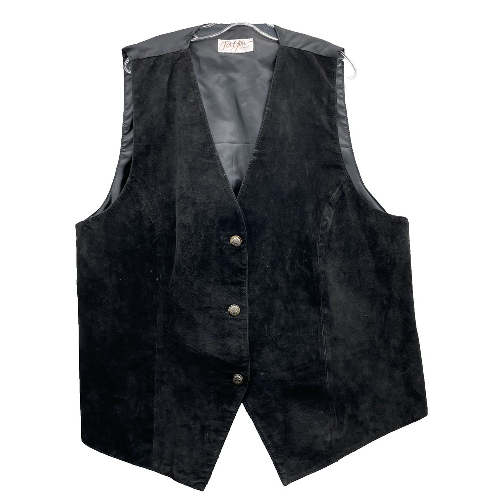 VTG For You Spiegel Suede Vest Mens 2XL Leather Motorcycle Biker Cowboy Academia